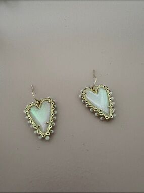 Kendra Scott Gold-Trim White Heart Drop Earrings